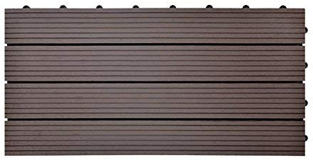 euroharry 33 Stück WPC Fliesen Balkonfliesen Terrasse 30x60cm Kunststoff Holzfliesen DIY Balkon Garten Klickfliesen