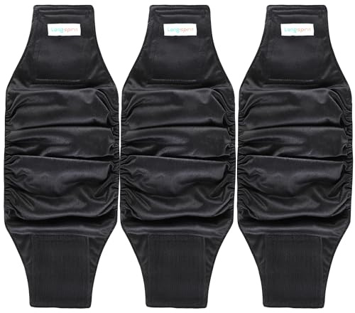 Langsprit Magband för män (3-pack) – högabsorberande hundomslag för män tvättbara – återanvändbara hundblöjor (svart, Large)
