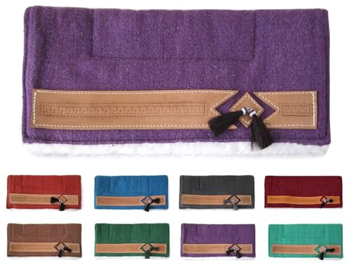 NETPROSHOP Pony Western Pad mit weichem Webfell und Lederverzierung, Rückenlänge ca. 62 cm, Farbe:Lila