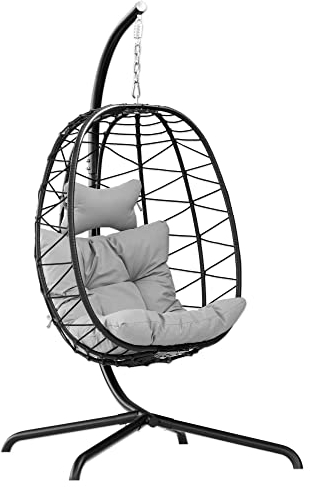 Endorphin Hängesessel mit Gestell Solo - Für 1 Person - Hängestuhl Outdoor mit Gestell + Polster - Sessel für Garten, Balkon + Terrasse + Wintergarten - Egg Chair Schwingsessel - XL Schwebesessel