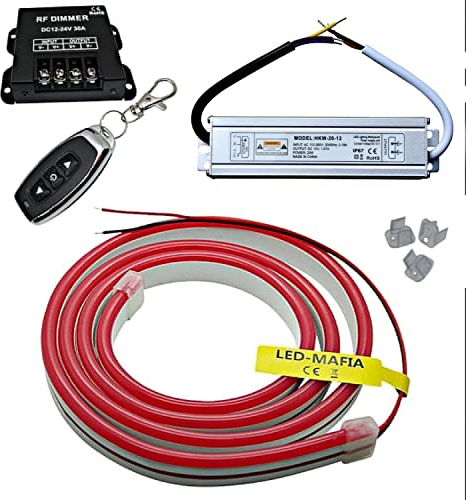 12V / 230V (Netzteil) + Fernbedienung Dimmer + LED Streifen Stripe Licht Unterbankbeleuchtung Saunabeleuchtung Saunalampe (2m - 29,99€/m, warmweiß)