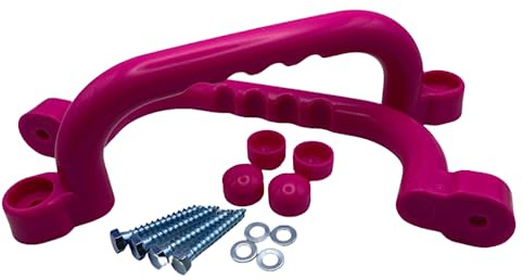HOQ 1 Paar Premium Haltegriffe - 2 Stück hochwertige Kunststoff-Griffe - Handläufe 240x75 mm - für Stelzenhäuser, Hochbetten, Spielhäuser und Spieltürme - Pink
