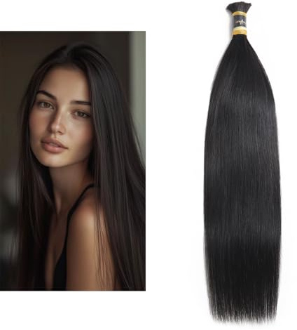 Larafona 100% Humain Cheveux en Vrac Hair Extensions Brésiliens Vierge Naturelle Human Hair Bulk 100gram Noir Naturel 18inch/45cm