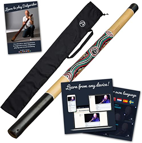 Australian Treasures - Didgeridoo en bambou y compris cours en ligne Didgeridoo et respiration circulaire