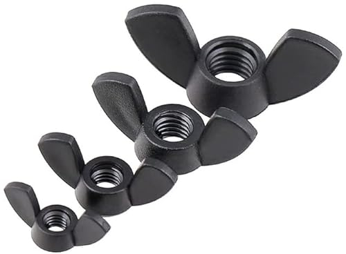 50 Stück schwarz/weiße Nylonmutter, Flügelmutter, Flügelmutter, Barren, Kunststoff-Flügelmutter, M3, M4, M5, M6, M8, M10, M12-M12, schwarz
