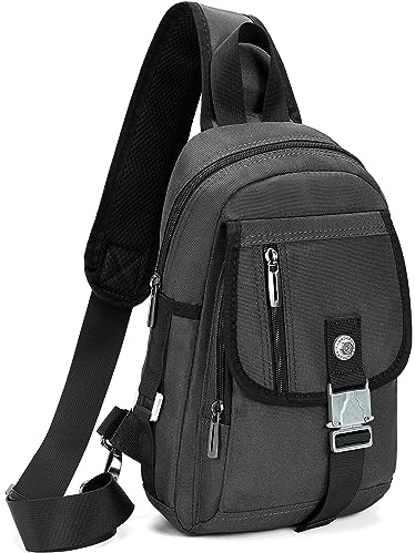 Nicgid Sling Bag Brust Schulter Rucksack Umhängetaschen für iPad Tablet Outdoor Wandern Herren Damen (Grau-016)