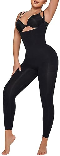 Takusun Women Open Bust Full Bodysuit Tummy Control Shapewear Compression Body Shaper Butt Lifter Thigh Slimmer