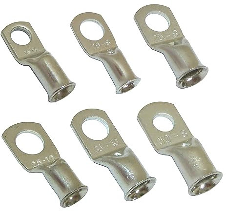 KafTon 10x Copper Tube Terminals 6mm to 95mm Cable Welding Crimp Terminal Ring Lug Battery Starter (70mm² - 8mm)