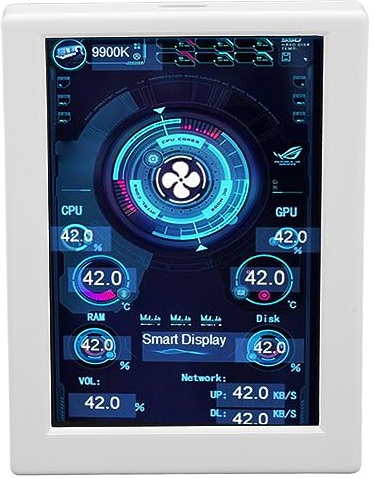 3,5-Zoll-Computer-Temperaturmonitor, pc-Temperaturanzeige, pc-Sensorpanel für Computergehäuse, IPS-Typ-C-Sekundärbildschirm, Datenmonitor für CPU, RAM und HDD (Weiß)