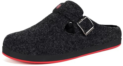 Sisttke Zapatillas Hombre Mujer Unisex Invierno CáLido Zapatos Casa Antideslizante Pantuflas de Fieltro Cerradas con Plantilla Intercambiable,Negro,38 EU