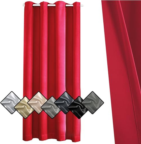 Sichtschutz Gardinen 225x140cm, Vorhänge Wohnzimmer, Keine unebenen Säume für Dekoration Weihnachten,Rot 1 Stück (HöhexBreite)