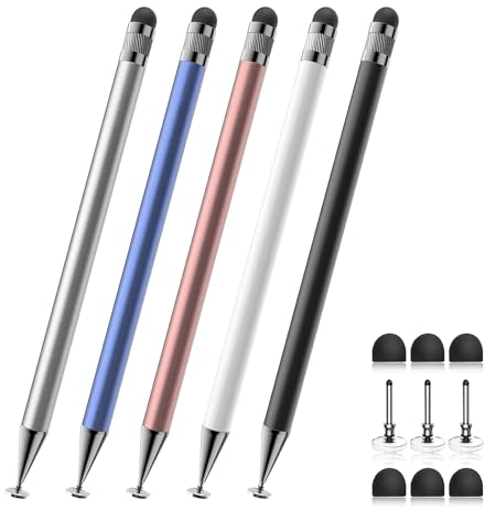 Bopomofo Tablet Stift (5 Stück),2 in 1 Touchscreen Stift,Stift für Tablet,Kompatibel Mit Handy,iPad, Android,Stift für Alle Touchscreens (Silber/Blau/Roségold/Weiß/Schwarz)