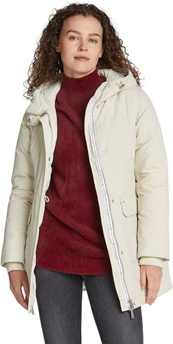 Tommy Jeans Damen Parka mit Kapuze, Elfenbein (Newsprint), L