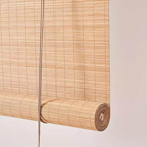 Bambus Rollo Für Außenbereich Bambus Raffrollo Jalousine Atmungsaktiv/Sonnenschutz/Anti-UV/Verdunkelungsrollos/Mit Heber Sichtschutz Rollos In Bambus 45-180cm Breit Für Garten Anpassbar