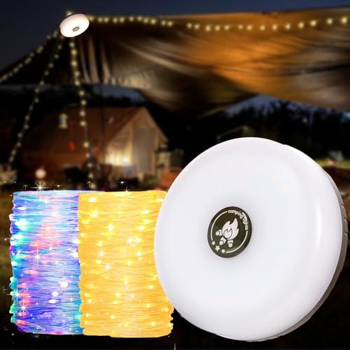 ALED LIGHT 10M Guirlande Lumineuse d'extérieur de Camping, RGB étanche Guirlande Lumineuse avec 8 modes D'éclairage, 4 en 1 Portable Lampe de Camping Rechargeables usb pour Fête Jardin Noël terrasse
