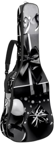 Gitarrentasche, wasserdichte Tasche für 40/41/42 Zoll Akustikgitarre mit Zubehörfach, Gigbag mit Schutzschicht, Mehrere Taschen, Schwarz und Weiß Geschenk, Mehrfarbig Nr. 01, 42.9x16.9x4.7 in,