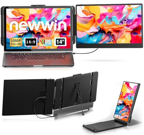 Newwin Laptop Screen Extender 14 FHD 1080P IPS Dual Screen Laptop Clip on Monitor Extender Portable Extra Display Extended Monitor for 13.3-17 Laptops Compatible with Macbook Windows Chrome