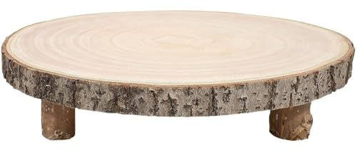 Muteitt Alzata per Torta in Legno Portatorta Rustico con Gambe Vassoio Esposizione Rotondo Portacandele in Legno per Centrotavola