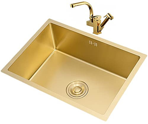 XUTNZA Lavello da Cucina, Rubinetto a spruzzo, lavabo Profondo a Vasca Singola, lavello, Installazione con Montaggio a incasso/D/45X40 cm