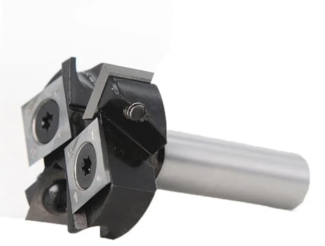 FUYUMIC Fraise à raboter Le Bois à 2 cannelures, diamètre de Coupe de 38,1 mm, Tige de 6, 8, 12 mm, Fraise à Surfacer Les Panneaux de Toit, Insert en carbure for Dalle(12mm Shank)