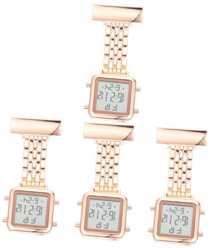 SOIMISS 4stücke Dekorative Krankenschwesteruhr Mit -anzeige Tragbare Hängeuhr Digitale Alarmschaltung Leicht Ablesbare Pulsuhr Für Pflegekräfte Roségold Für Alltag