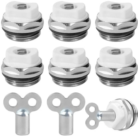 Sctmda Heizkörper Entlüftungsventil 4 Stück Automatisches Heizkörper Entlüftungsventil 1/2 Messing Manuelles Heizungsventil Entlüftungsventil Kupfer Entlüftungsstopfen Ventil mit Entlüftungsschlüssel