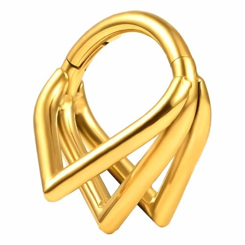 Vankula Septum Segmentring Clicker aus G23 Titanium Hinged Piercing Ring 8mm 16g Helix Nase Tragus Daith Piercing Schmuck für Frauen und Männer Gold