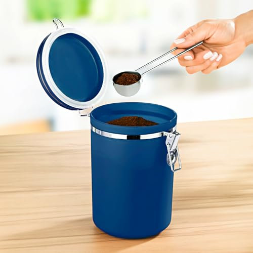 3 Pagen® Kaffeedose für 1 Pfund Kaffee – Aufbewahrungsdose aromadicht für Tee & Kaffee - Teedose - langanhaltendes Aroma durch Dichtungsring - Inhalt ca. 1 Pfund - blau