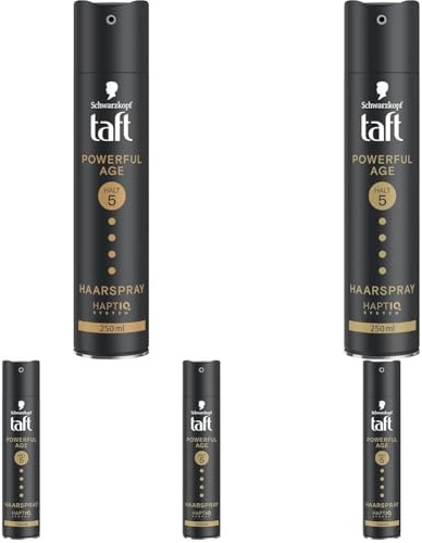 Schwarzkopf Taft Haarspray Powerful Age (250 ml), Haltegrad 5 Haarstyling, Haarspray für feines und dünner werdendes Haar, Fülle für feines Haar, Vegane Formel* (Packung mit 5)