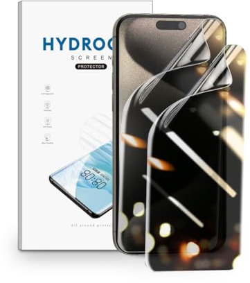 nvskvd 2 Pezzi Privacy Pellicola Protettiva per iPhone 15 Pro Max, Anti-Spia TPU Film Pellicola Protezione, Supporto Impronta Digitale, Anti-spia Pellicola idrogel [Non Vetro Temperato]