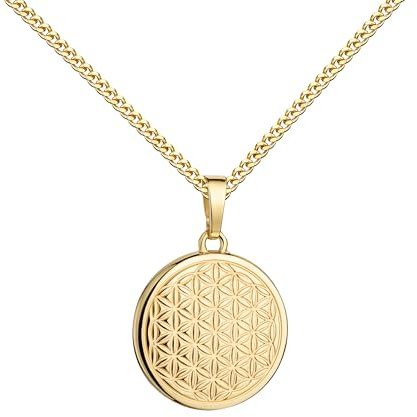JEVELION Runder Lebensblume-Anhänger 585 Gold Anhänger Glückssymbol für Damen. Mit Kette oder ohne Kette wählbar + Schmuck-Etui + Echtheitszertifikat