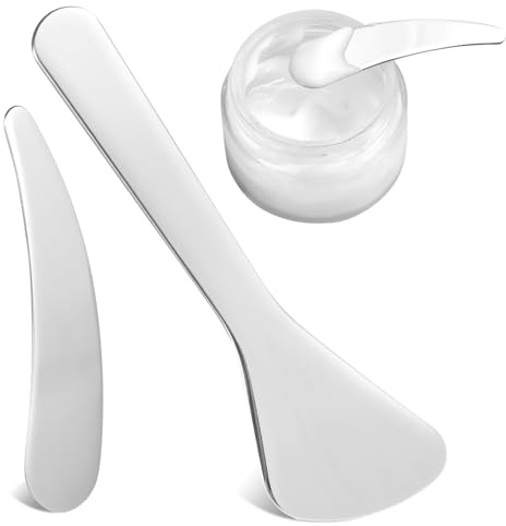 LLOUSSAK 2 piezas Espátula Cosmética, Acero Inoxidable Maquillaje Espátula | Mini espátula de crema cosmética espátula aplicadora cuchara aplicadora para crema máscara loción crema hidratante