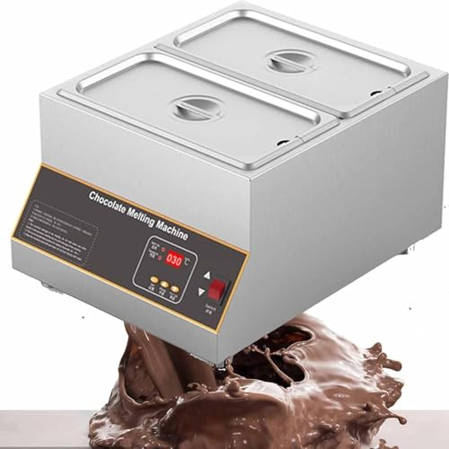 YLANMEI Professional Chocolate Melter Chocolate Melting Device Temperature Control Device Chocolate Melting Pot Chocolate Pot Tempering Device Commercial Use Chocolate Lovers,2tank