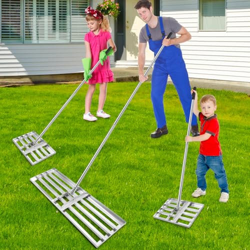 Lawn Leveling Rake(3 Packs) Yard Leveling Rake Suit,Heavy Duty Effort Saving Lawn Level Tool,36x10x75 Heavy-Duty All Stainless Steel Lawn Leveler（1 Pack,15x10x 50Lawn Leveler Tool（2Packs）