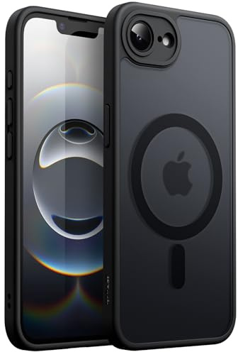 JETech Cover Magnetica per iPhone 17e (2026) / iPhone 16e Compatibile con MagSafe, Traslucido Opaco Retro Sottile Antiurto Cellulare Custodia, Display da 6,1 Pollici (Nero)