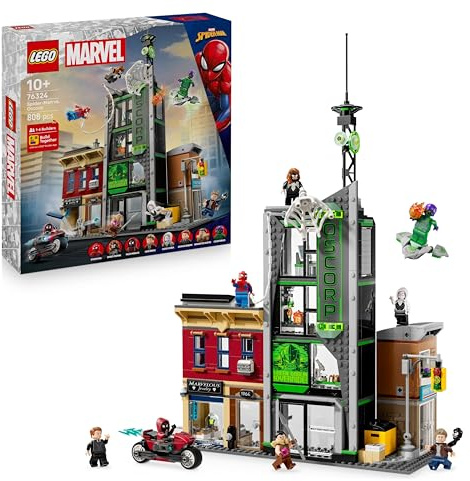 LEGO ǀ Marvel Spider-Man vs. Oscorp - Interactive Toy with a Motorbike, 8 Minifigures incl. Miles Morales & Green Goblin - Collectible Super Hero Gift for 10+ Year Old Boys & Fans - 76324