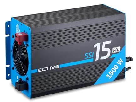 ECTIVE Wechselrichter 12V auf 230V SSI PRO 15-1000W Reine Sinuswelle | Spannungswandler DC/AC mit USB, Überlast- & Überhitzungsschutz, NSV & USV, MPPT-Solarladeregler & 30A Batterieladefunktion