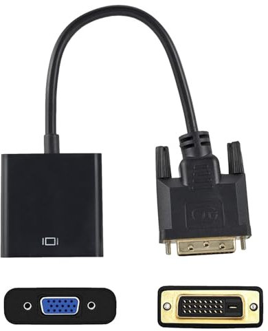 Jlobnyiun Da DVI-D A VGA | Cavo Adattatore Da DVI Maschio A VGA Femmina Con Risoluzione HD 1080P,Convertitore Da Maschio A Femmina DVI-D 24+1 Porte Per Desktop, PC, Monitor, Proiettore, Laptop
