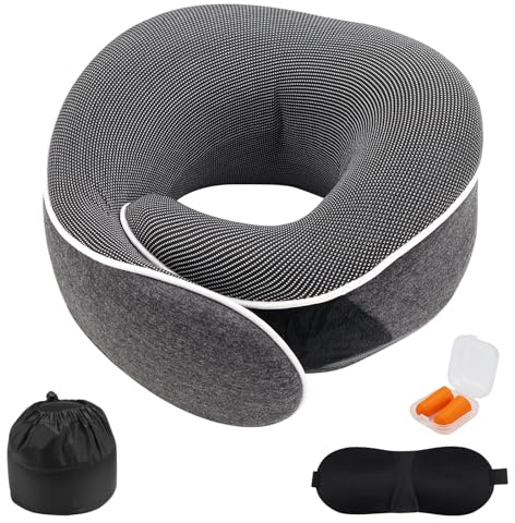 VZXZXE Oreiller de Voyage Coussin Memoire de Forme en Mousse Housse Lavable et Pochette de Transport Coussin Avion pour l'avion, la Voiture et la Maison Coussin de Nuque Voyage Accessoires