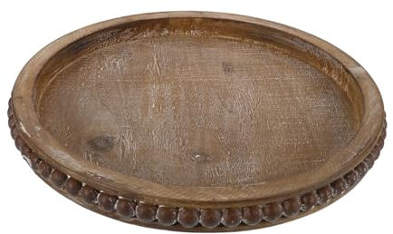 MUCKLILY Plateau Rond Bois Style Campagne pour Table Basse Décoratif Multi-usages Plateau Centre de Table Bois