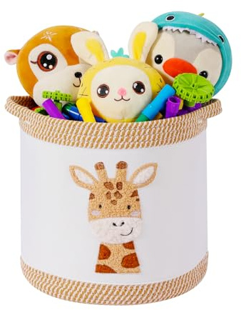 Tidelit Toy Basket for Baby Laundry Hamper Blanket Baskets Cute Giraffe Nursery Hampers Toy Storage Basket, Woven Cotton Rope Nursery Organization Bins For Girls Boys Kids Newborn Gifts Baskets