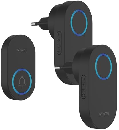 Le kit de Sonnette sans Fil VIVIS Offre Une portée sans Fil allant Jusqu’à 280 mètres dans Les Zones Ouvertes, Comprend 60 sonneries, des lumières LED et Une Installation Facile (1 to 2)