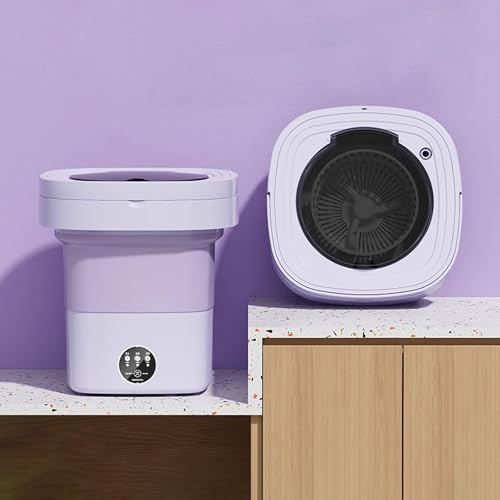 Lavatrice Portatile Pieghevole, Mini Lavatrice 15 L con Cestello Di Scarico, per Casa/Viaggio/Campeggio/Dormitorio/Vestiti per Bambini/Calzini/Biancheria Intima(Purple)