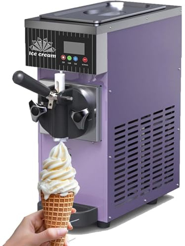 Luzphened Machine Glace Italienne,Machine Glace Italienne Comptoir,Rendement 4-5kg/H,Turbine à Glace Saveur Unique,avec Réservoir 2,5 L & Cylindre 1 L, Nettoyage Automatique, 450W Purple