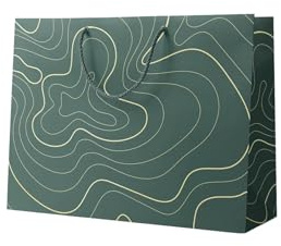 Inoverse Große Geschenktüten 37x25+11 cm 5 Stück, Papiertüten Grün | Premium mit Henkel, wiederverwendbar, Geschenktaschen groß, für Valentinstag, Hochzeit, für Geburtstag, Weihnachten, Anlässe