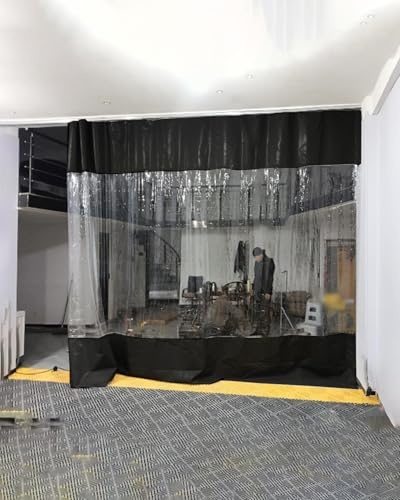 Outdoor Vorhang Wetterfest Transparent Isolierter Trennvorhang Werkstattpergola/Terrasse, Vinyl-Trennwände/Garagenvorhänge Schiene, Transparente Raumteiler Industriestil, PVC(W3xH2.8m/9.6x9ft)