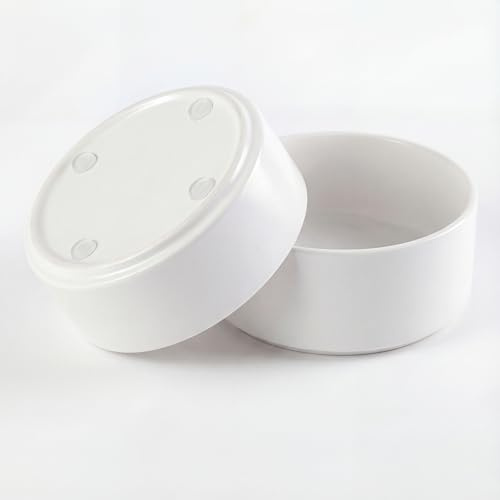 Keramik Halkfri drick- och foderskål - liten hundskål idealisk för mat och vatten - katt drickskål och matare - förpackning med 2 skålar - 13 cm - 140 g/320 ml - vit