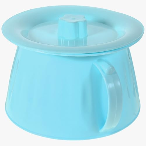 Hemobllo Portable Chamber Pot with Lid for Elderly, Thickened Plastic Urinal Potty with Handle, Blue Mobile Toilet Suitable for Home and Bedside Use