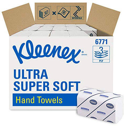Kleenex Ultra Super Soft Handtücher - Interfold/Weiß/Medium / 30 Päckchen x 96 Tücher, 1er Pack (1 x 30 Stück)
