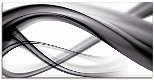 ARTland Wanddeko Glasbilder Wandbild Glas Bild einteilig 100x50 cm Querformat Moderne Kunst Abstrakt Modern Rauch Welle Schwarz Weiß S7KQ